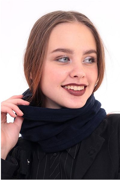 lovebox Women's Navy Blue Fleece Beret Polar Neck Collar That Can Be Used in Two Different Ways