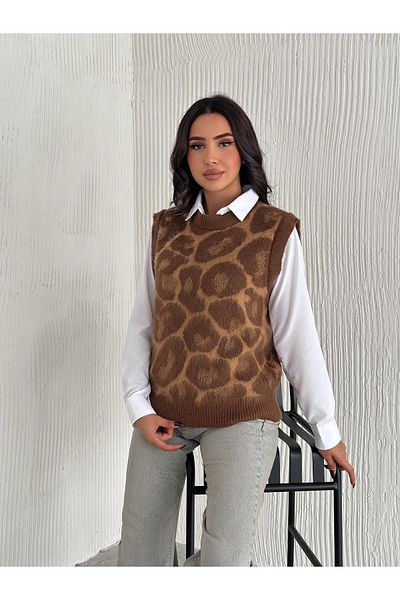 ASM Fashion ДАМСКИ ПУЛОВЕР ОТ ТРИКОТАЖ С ЛЕОПАРДОВ ШАРЕН И БРАДА