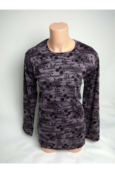 YAŞAR TRİKO Bluză de tricou din bumbac pieptănat Lizy Mother, cu mânecă lungă, cu decolteu și cu mâneci lungi, cu fante laterale