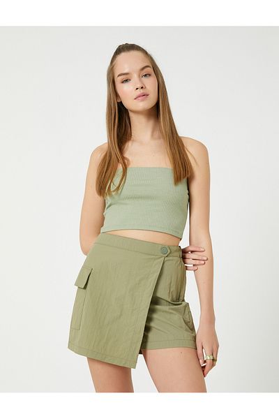 Koton Strapless Bustier Crop Ribbed Viscose Blend