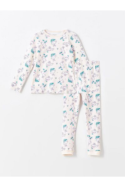LC Waikiki Lcw Kids Crew Neck Printed Long Sleeve Girls Pajamas Set
