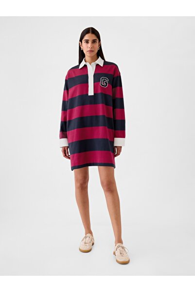 GAP Kadın Kırmızı Gap Logo Polo Yaka Mini Elbise