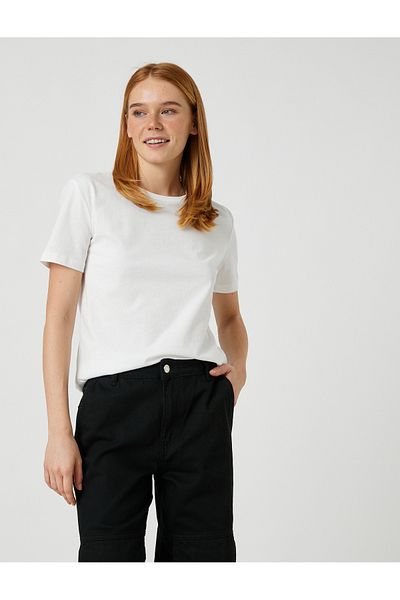 Koton Βασικό T-Shirt με κοντό μανίκι, λαιμόκοψη