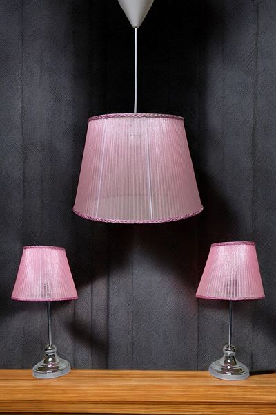 Göksu Lighting Tulle Model Set Pendant Lamp Chandelier Night and Table Lamp