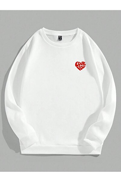 OVER HEAD Dukserica sa otisnutim slovima "Heart Love You" i okruglim izrezom