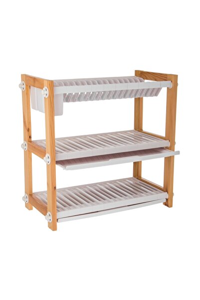 Dania منظم سطح الطاولة البلاستيكي أبيض/بيج 18x56x29سنتيمتر