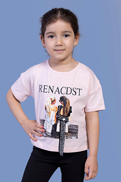 Toontoy Tricou digital pentru fete cu imprimeu - Tricou cu detaliu pe spate