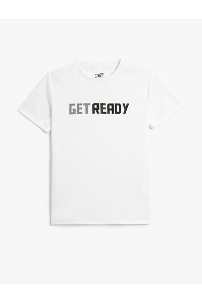 Koton Crew Neck Short Sleeve Sports T-Shirt - Slogan Printed