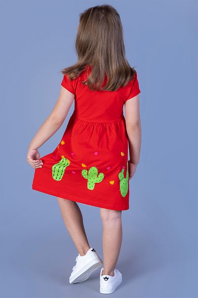 Toontoy Cactus Patterned Gathered Dress for Girls