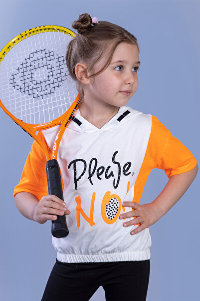 Toontoy Fată - cu glugă și tricou cu imprimeu cu detalii Garni