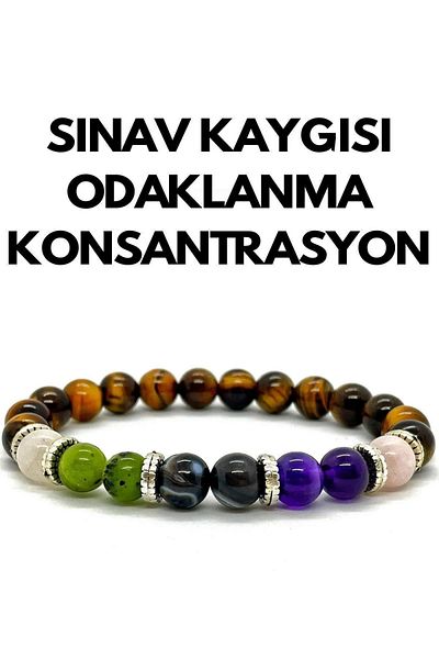 eHediyecim Focus Natural Stone Bracelet (Luck - Focus - Concentration - Courage - Confidence - Power - Happiness)