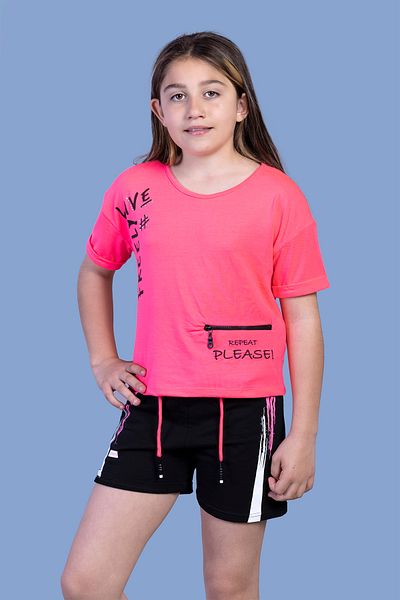 Toontoy Printed Pocket Detailed Shorts Set for Girl