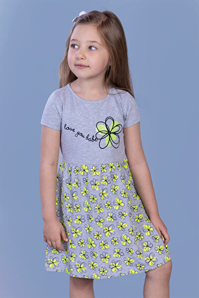 Toontoy Φόρεμα για κορίτσια με λουλουδάτο σχέδιο με κεντημένο κείμενο με πέτρες με παγιέτες