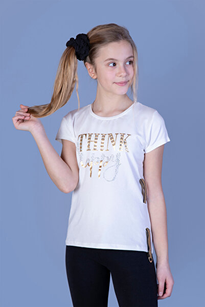 Toontoy Μπλουζάκι για κορίτσια με τύπωμα με κεντημένο με πέτρες πλαϊνό σχέδιο...