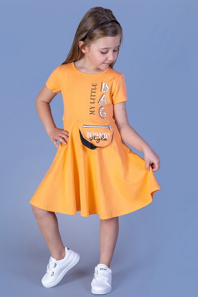 Toontoy Girl's Dress - Printed and Bag Detail