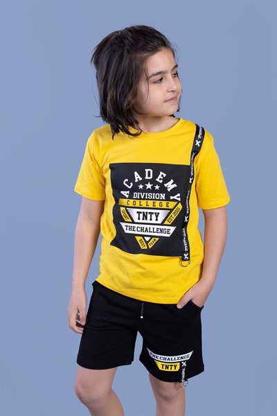 Toontoy Boys' Shorts Set - Printed and Stripe Detailed