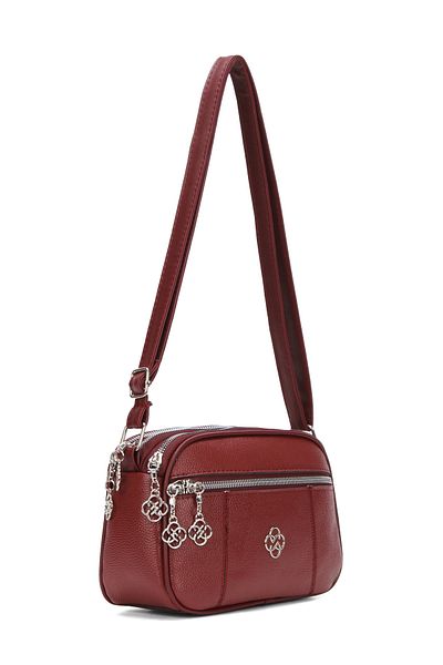 Adelina Bags Geantă de umăr pentru femei Daily Cross Strap, cu patru compartimente, roșu Claret