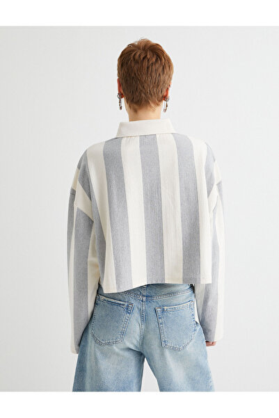 Koton Μακρυμάνικο φούτερ KT - Polo Neck Oversize με εμπριμέ κουμπιά