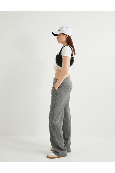 Koton Fabric Trousers Covered Pocket Detailed Wide Leg Standard Waist
