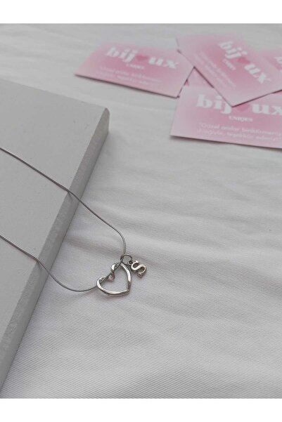 bijoux uniques Kalpli S Harfli Çelik Kolye