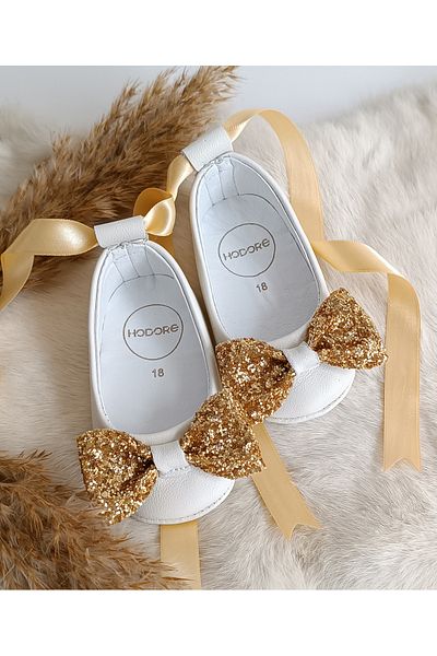 Hodore Perla Stone Cream Genuine Leather Baby Ballerina Shoes