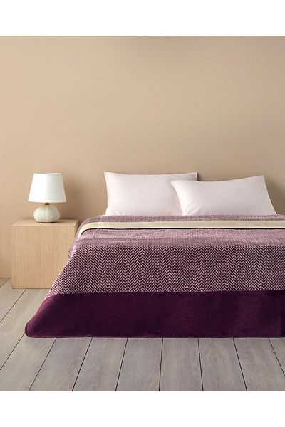 English Home Double Modern Chevron Blanket - Acrylic, 200X220 Cm, Plum
