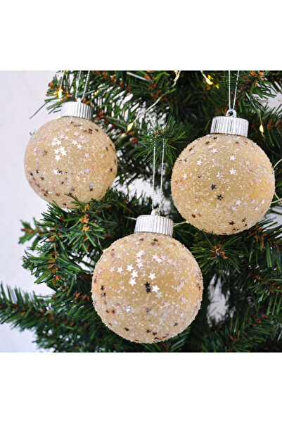 Loremp Μπάλα σκόνης 8 εκ. με 3 αστέρια - Στολίδι Χριστουγεννιάτικου Δέντρου