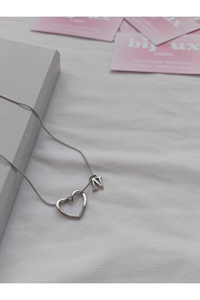 bijoux uniques Kalpli N Harfli Çelik Kolye