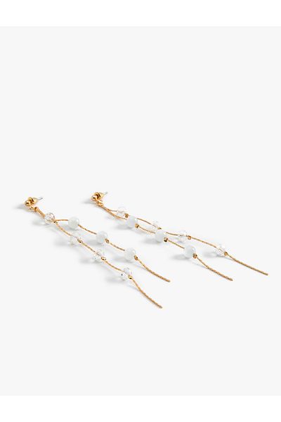 Koton Bead Detailed Steel Blended Chain Earrings