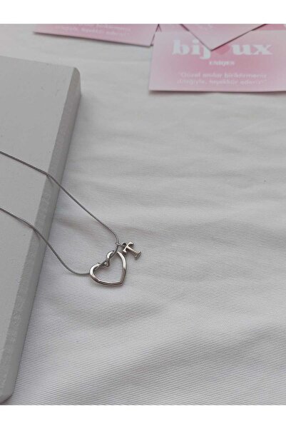 bijoux uniques Kalpli T Harfli Çelik Kolye