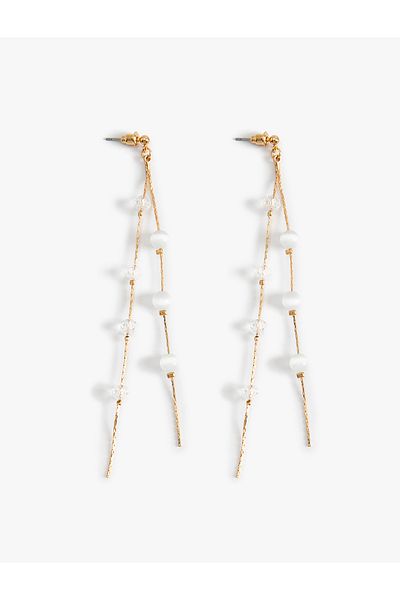 Koton Bead Detailed Steel Blended Chain Earrings