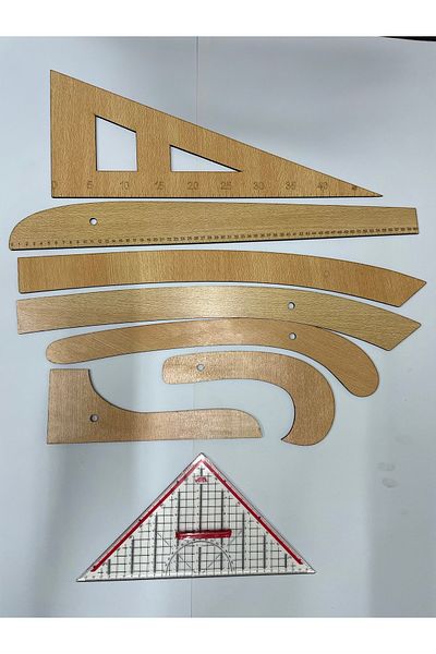 Anka Ajans 8-Piece Riga Ruler Set-Course Set and Triangular Geodetic Ruler