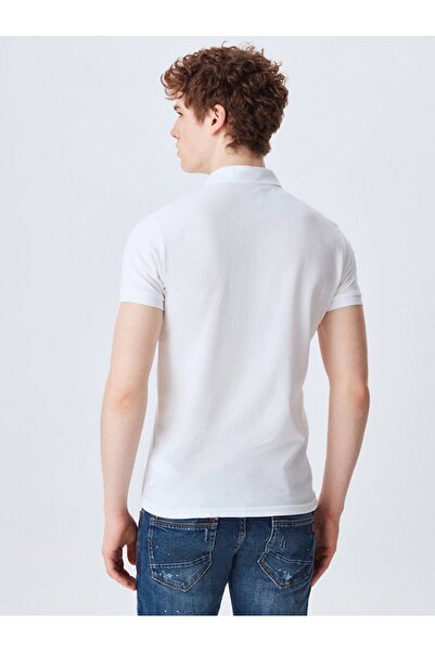 Ltb Κανονικό λευκό μπλουζάκι με κοντό μανίκι Polo Neck Basic