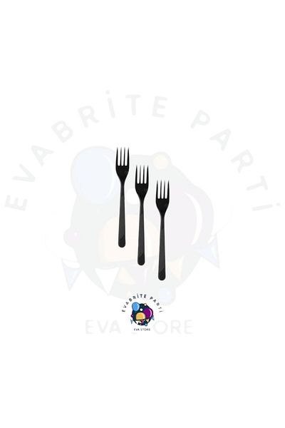 Evabrite 25 Pcs Black Plastic Fork - Birthday Party Set Supplies