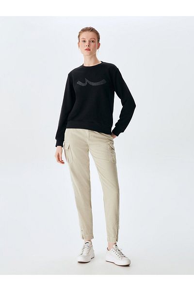 Ltb Logo Round Neck Black Sweatshirt
