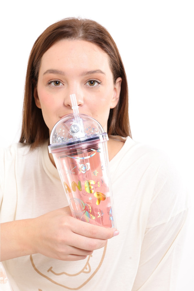 Meturas 450 ml Astronaut Figured Planetary Mug - Binocular Straw Cup, 20 * 10 cm