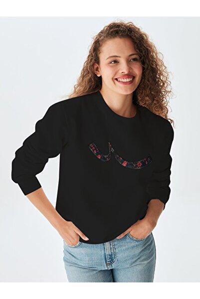 Ltb Logolu Bisiklet Yaka Siyah Sweatshırt