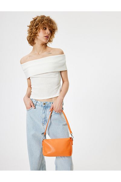 Koton Geometric Faux Leather Shoulder Bag - Zippered and Strap