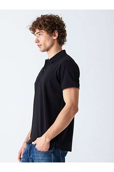 Ltb Μπλουζάκι Polo Neck Basic κοντομάνικο κανονικό μαύρο μπλουζάκι