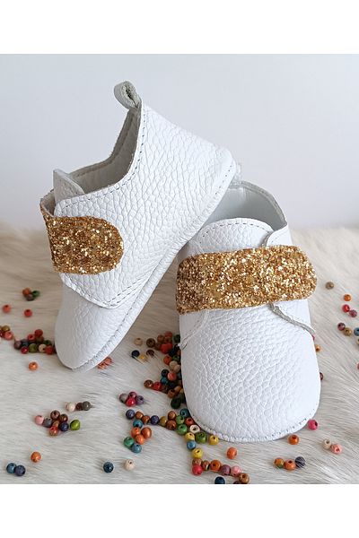 Hodore Juno Gold Stone Genuine Leather Baby Shoes