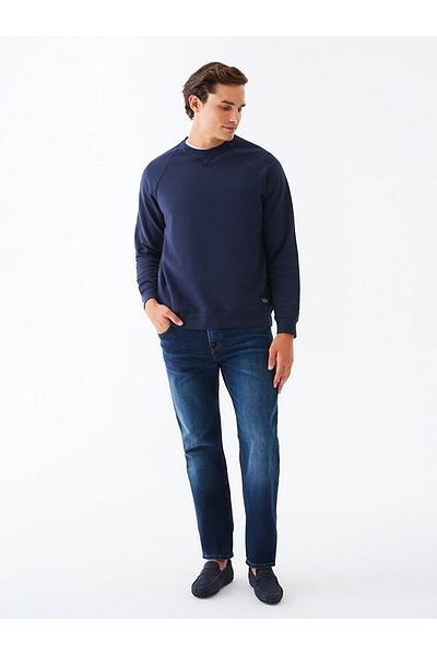 Ltb Pale Effect Bicycle Collar Navy Blue Sweatshirt