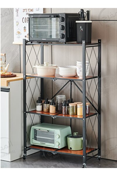 ALMUFARREJ رف تخزين مكون من 4 طبقات مع أرفف خشبية