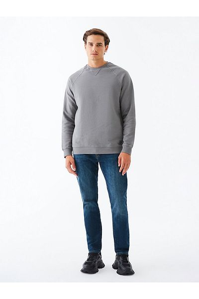 Ltb Σκούρο γκρι φούτερ με λεπτό εφέ Crew Neck