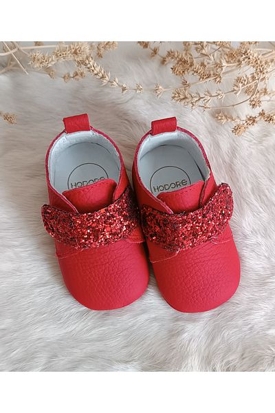 Hodore Juno Red Genuine Leather Baby Shoes