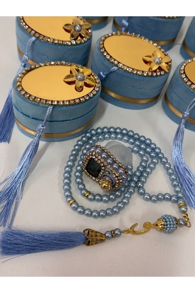 çeyizlik setim 1 Piece in Velvet Box - Zikrmatik and Rosary Set, Gift Dowry Package Rosary