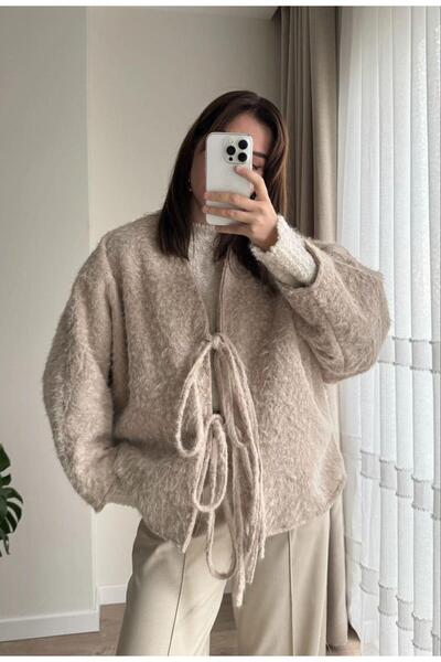 AL&SU BUTİK cardigan pentru femei cu șireturi în față