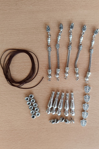 MGA DOĞAL TAŞ 5 مجموعات من حبل مسبحة - مجموعة شرابات معدنية