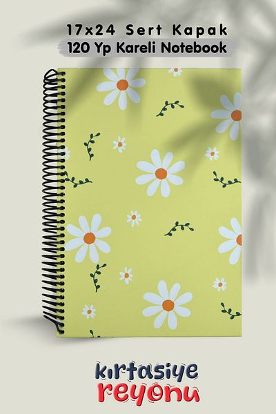 Kids Like 17X24 Hard Cover Daisy Pattern 120 Sheets Checked Notebook