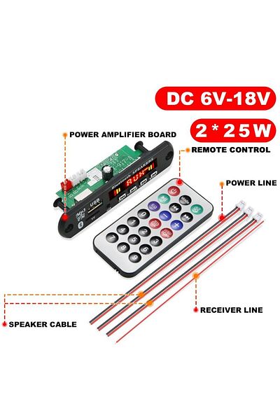 Choice 2*25W Amplifier MP3 Player Decoder Board 18V Bluetooth 5.0 50W Amplifier Car FM Radio Module Supp...