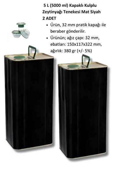 HANDELİKA İles Home 5l (5000 ML) Boş Zeytinyağı Tenekesi Kapaklı X 2 Adet